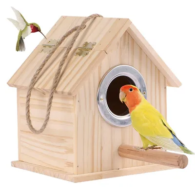 Produktbild von Sittich Nistkasten & Vogelhaus aus Holz – Vogelnistkasten für Wellensittiche und Nymphensittiche, 15 x 13 x 16,7 cm