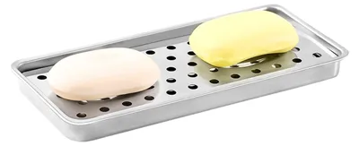 Produktbild von Edelstahl-Seifenhalter, abtropfbare Seifenschale mit großem Volumen