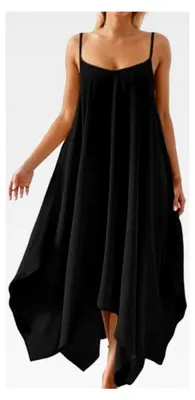 Produktbild von Damen Strandkleid in großen Größen, Sommerkleid mit Rückenfreies Cami-Design, Legere Ärmel, Maxikleid, Bequemes Loungekleid, Cocktail- und Partykleid, Wickelkleid, Langes A-Linien Tunikakleid