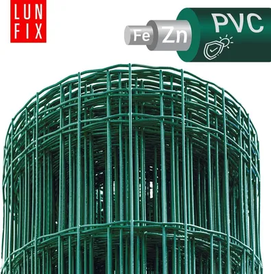 Produktbild von Maschendrahtzaun 10 x 5 cm Ø 2,5 mm 1,5 m x 25 m verzinkter Stahl in Grün mit PVC-Beschichtung