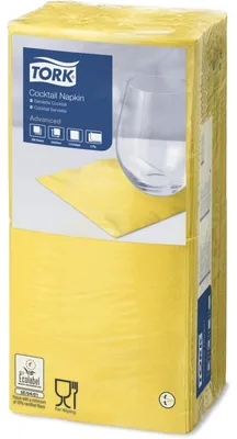 Zdjęcie produktu dla Serwetki koktajlowe Advanced 24x24cm 1/4 składane 2-warstwowe żółte PU=200 szt