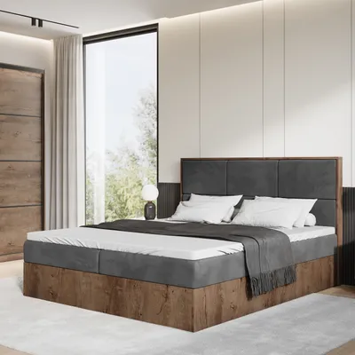 Produktbild von BroMARKT Boxspringbett LOFT, Bonell-Matratze, Bettkasten inkl Topper (Lefkas / Grau, 140 x 200 cm)