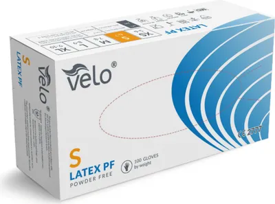 Obrázek produktu pro VELO Bezpudrové latexové rukavice, vel. S S, 100 ks