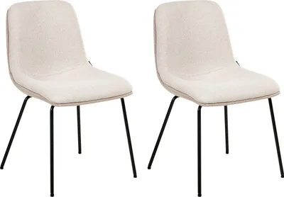 Produktbild von BELIANI Esszimmerstühle 2er Set Beige Stoff Gepolstert mit Schwarzen Beinen Ohne Armlehnen Modernes Design Polsterstühle Küchenstühle Esszimmer Küche