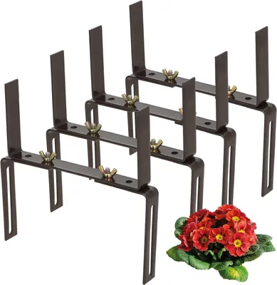 Produktbild von ® 4X Blumenkastenhalter für Balkon-Brüstungen und Geländer | flexible Befestigung aus Metall für Pflanzkästen - 2-fach verstellbar - kein Bohren