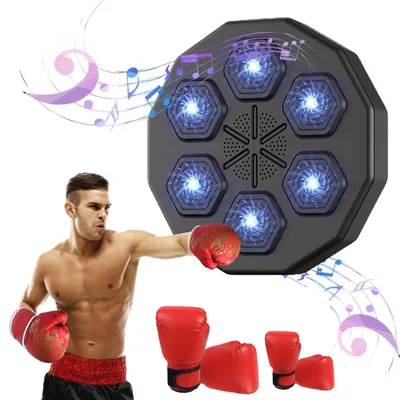 Produktbild von Smart Bluetooth Boxtrainer - Elektronisches Wand-Boxpad - Musik & App-Steuerung - Wiederaufladbar - Heimtraining - Mit 2 Paar Boxhandschuhen