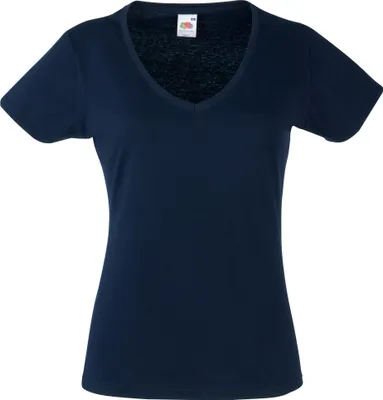 Produktbild von Fruit of the Loom - "Valueweight" T-Shirt V-Ausschnitt für Damen BC1361 (S) (Dunkles Marineblau)