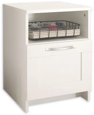 Obrázek produktu pro Noční stolek Unyqoos® bílé barvy, rozměry 40 × 54 × 42 cm, s zásuvkou a otevřenou policí – moderní, minimalistický design, vyrobený z kvalitních materiálů
