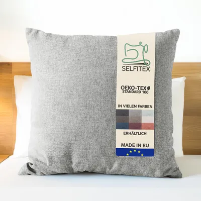 Produktbild von Selfitex Dekokissen XXL 80x80 inkl. Füllkissen, kuschelweiches Lesekissen, Rückenkissen, Sofakissen, für Couch, Bett (Farbe: Grau)