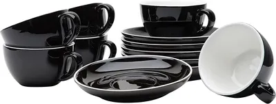 Produktbild von 12-teiliges Cappuccino-Tassen Set 200 ml schwarz, Porzellan, Italia Serie