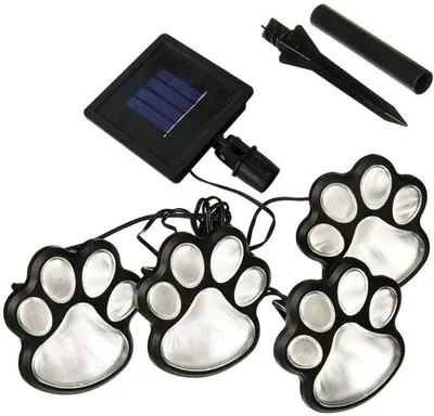 4 Solar-Hundepfoten-LED-Lichter für Gartenwege