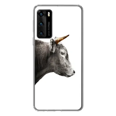 Produktbild von MuchoWow® Handyhülle Schutzhülle Hülle für Huawei P40 Schottischer Highlander - Horn - Gold Silikon Softcase Handy Hülle - Handytasche