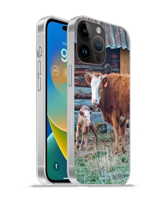 Produktbild von MuchoWow® Handyhülle Schutzhülle Hülle für Apple iPhone 14 Pro Max Kuh - Stall - Gras - Kalb Silikon Softcase Handy Hülle - Hardcover