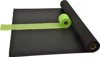 Produktbild von Sensalux Kombi-Set 1 Tischdeckenrolle 1m x 25m schwarz + Tischläufer 15cm apfelgrün
