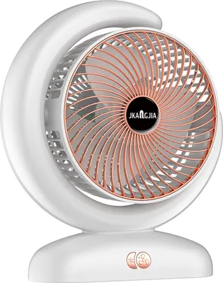 Produktbild von Tischventilator mit USB-Aufladung und Fernbedienung, einstellbarer Tisch-Umwaelzventilator mit 3 Geschwindigkeiten, 5 Beleuchtungsmodi (Weiss, Gruen, Blau-Violett, Farbverlauf-Atmung, Lauflicht), 1-Stunden-/2-Stunden-Timer
