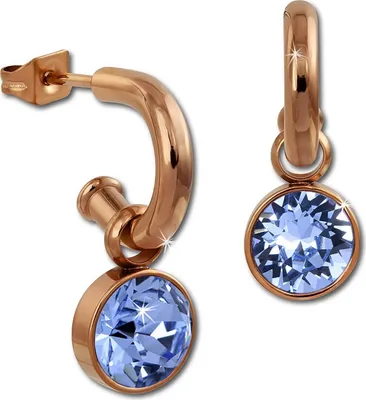 Produktbild von Amello Ohrringe Edelstahl Ohrhänger blau glitzernde Zirkonias rosegold D2ESOS51H