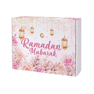 Produktbild von Ramadan Kalender zum selbst Befüllen – DIY Countdown Kalender mit 30 Türchen (Pinke Blumen)