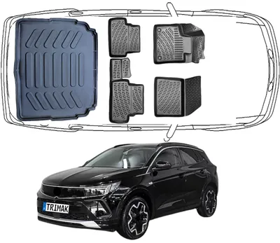 Produktbild von 3D Fußmatten & Untere Kofferraumwanne Auto Set Kompatibel mit Opel Grandland 1.Gen 2017-2024