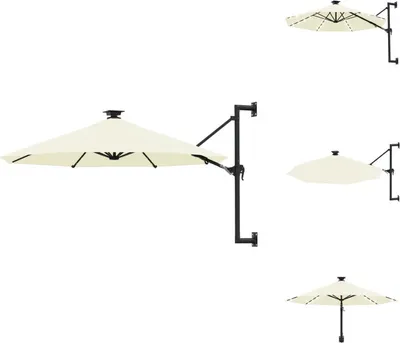 Produktbild von vidaXL Sonnenschirm Wandmontage mit LEDs Metallmast 300 cm Sandfarben - Sonnenschirme & Sonnenschutze