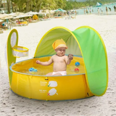 Image de Piscine bébé, tente de plage pop-up pour tente bébé et piscine Tente de jeu portable pour piscine enfant pour jeu intérieur piscine extérieure