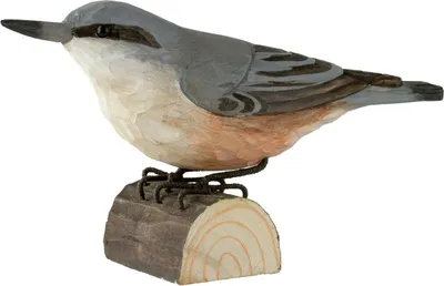 Produktbild von Dekofigur Kleiber Vogel, handgeschnitzt aus Holz, 114 x 49 x 83 mm (LBH)