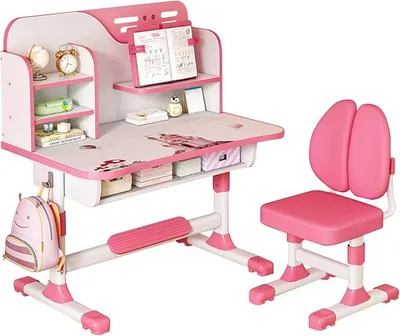 Imagen del producto de Escritorio infantil con altura ajustable, juego de mesa y silla para niños, escritorio y silla para niños, escritorio para estudiantes, para niños y niñas