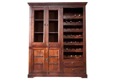 Immagine prodotto di MASSIVMOEBEL24 | porta bottiglie in legno di Acacia 144x47x180 nougat laccato OXFORD #519