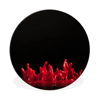 Produktbild von MuchoWow® Aluminium Wandkreis Springendes Rot Ø 90 cm Wanddeko Modern Wohnzimmer - Mauerkreis - Wandbilder - Runde Bild - Bild aus Aluminium - Schlafzimmer - Wohnzimmerdekoration - Wand Dekoration