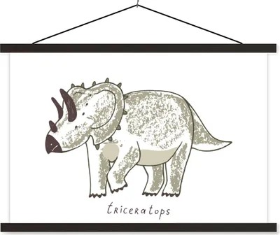 Produktbild von MuchoWow® Textilposter Kinderzimmer - Triceratops - Dinosaurier - Jungen - Mädchen - Kinder 120x80 cm mit schwarzem Rahmen - Wanddeko