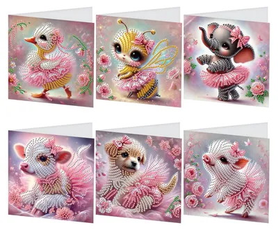 Diamond Painting Wenskaarten Set – 6 Karten mit Umschlägen