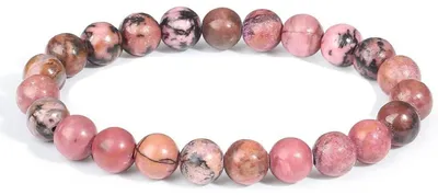Produktbild von Kristall Armband Rhodonit Naturstein Perlen 8mm Elastisch 19cm