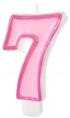 Produktbild von PartyPal Geburtstagstorte Kerze Zahl 7 Rosa Tortendekoration