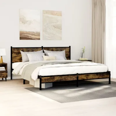 Immagine prodotto di Maison Exclusive - Letto in metallo senza materasso, rovere affumicato, 183x213 cm