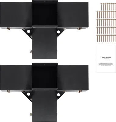 Immagine prodotto di SucceBuy Kit di staffe per pergola 4''x4'' (interno 3,6''x 3,6''), robusta staffa angolare a 4 vie per lavori in legno fai da te, facile installazione per gazebo