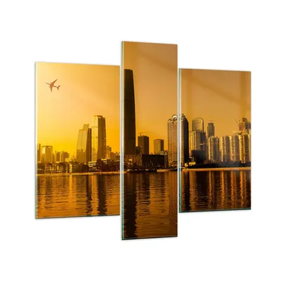 Produktbild von Bilder auf glas - Stadt â € <Agglomeration Fluss Flugzeug - 95x80cm - Glasbilder - Wandbilder - Kunstdruck - Wanddekoration aus Glas - Glas Bilder - Wandbild auf Glas - GCB95x80-2726