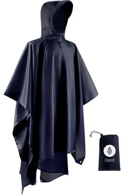 Productafbeelding van Regenponcho, dames en heren, 3-in-1, multifunctioneel, waterdicht, ademend, marineblauw, one size