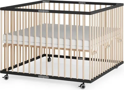 Produktbild von Laufgitter 100x100 cm faltbar mit SleepPlus Matratze - schwarz/natur