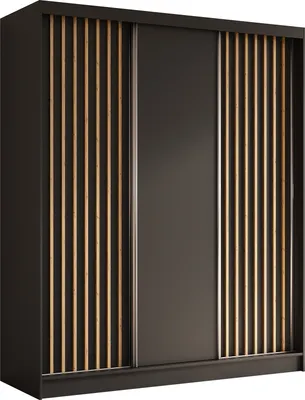 Produktbild von AX LIVING Cabinio 180 Schwebetürenschrank Schwarz mit Artisan Lamellen