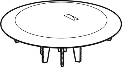 A line drawing of a round drain cover with legs.