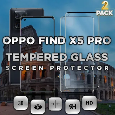 Produktbild von 2-Pack OPPO FIND X5 PRO Displayschutzfolie - Gehärtetes Glas 9H - Super Qualität 3D