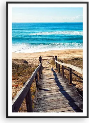 Produktbild von Gerahmtes Poster - Schwarzer Rahmen - Meer Strand Eintritt - 70x100 cm - Wand Bild - Wanddeko - Wandbilder - Kunstposter - Wandposter - Bilderrahmen - Bilder - Kunstdruck - Wandbild - P2BPA70x100-4359
