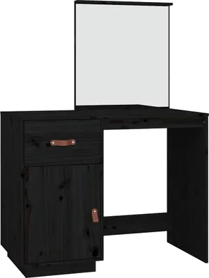 Produktbild von vidaXL Schminktisch Schwarz 95x50x134 cm Massivholz Kiefer