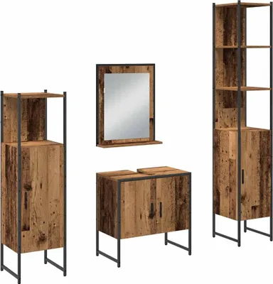 Zdjęcie produktu dla Zestaw mebli łazienkowych 4 pcs Brązowy 33 x 33 x 185.5 cm