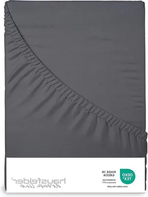 Productafbeelding van Antraciet jersey katoenen boxspringbed, 140x200 cm, met 100% zwarte toplaag,  gecertificeerd, 15 cm dik