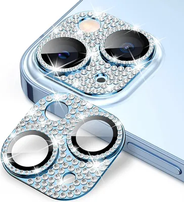 Immagine prodotto di Per Apple iPhone 15 / 15 Plus Glitter protettivo vetro fotocamera lente H9 vetro duro blu chiaro