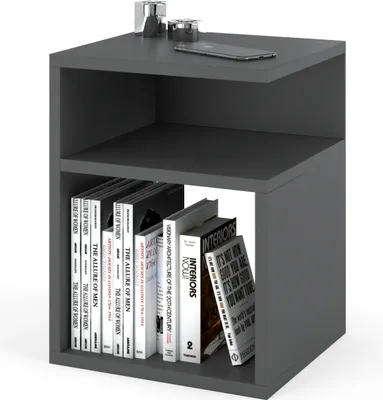 Image de MRBLS_HOME Table de nuit GRIS - Table de nuit - Meuble moderne sans tiroirs pour votre chambre - Petite commode 41cmx32cmx30