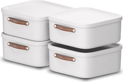 Produktbild von Rotho 4er-Set Aufbewahrungsbox 20 L Maloja - Kunststoffbox mit Deckel - Stapelbox 39,5 x 38,0 x 17,7 cm - Plastikbox Ordnungsbox Allzweckkiste