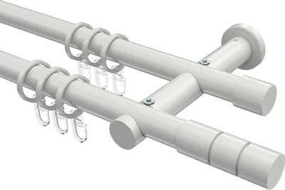 Produktbild von Interdeco Gardinenstange / Vorhangstange Weiß, Typ Platon Elanto (Rillenzylinder), 20 mm Ø 2-läufig, 280 cm