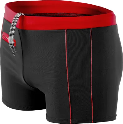 Produktbild von Aquarti Herren Badehose Kurz mit Kontrastpaspel, Farbe: 010 Schwarz / Rot, Größe: L