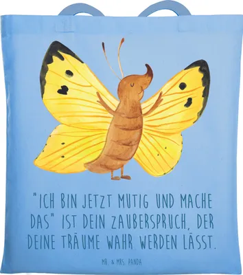 Produktbild von Mr. & Mrs. Panda Shopping Tasche Mutig zu sich selbst stehen - Sky Blue - Geschenk, Zuversicht, Authentizität, Schultasche, Tragetasche, festivaltasche, Selbstvertrauen